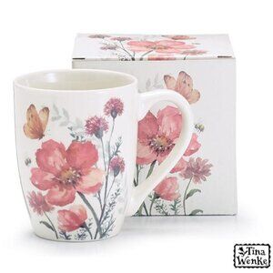 burton + BURTON Tina Wenke Wildflowers & Butterfly Porcelain Mug 12oz Gift